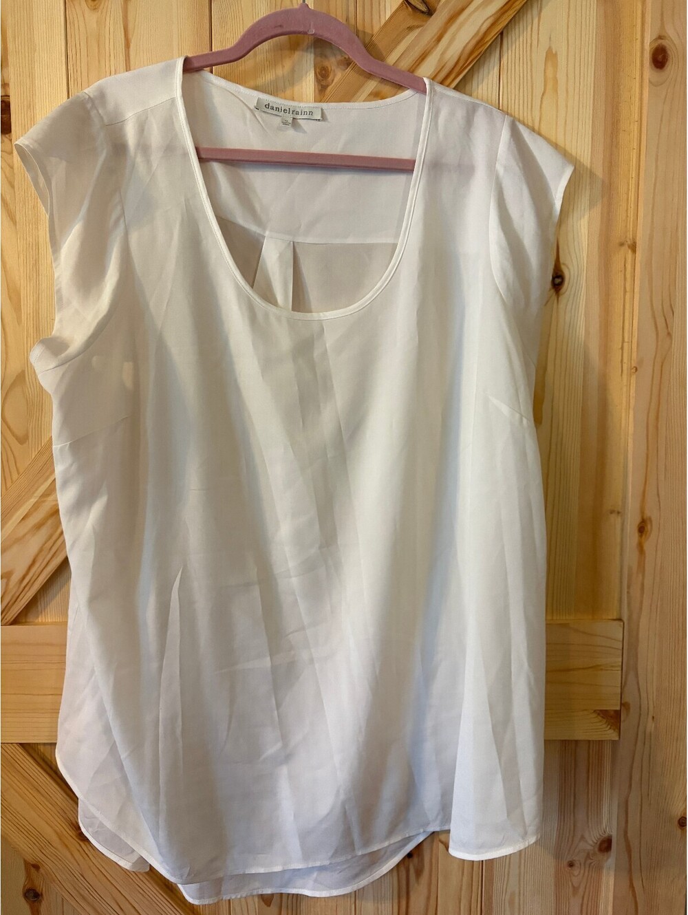 danielrainn Women's White Cap Sleeve Blouse 3X Polyester